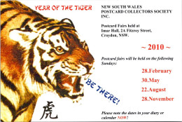 13-11-2023 (2 V 8) New South Wales Postcard Fair - 2010 - Tiger / Tigre - Tigres