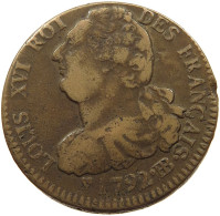 FRANCE 2 SOLS 1792 BB Louis XVI. (1774-1793) #t146 0077 - 1791-1792 Franse Grondwet