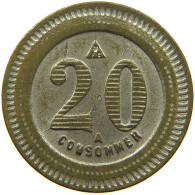 FRANCE 20 CENTIMES  CONSOMMER TOKEN ELEPHANT #a094 0411 - Andere & Zonder Classificatie