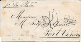 Brésil Pour La France,Rio De Janeiro Pour Port Vendre Ambulant Angl Amb Calais 1870 - Lettres & Documents