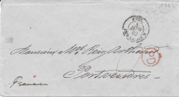 Grande Bretagne Pour La France, Lombard Street Londres Pour Port Vendre Ambulant Angl Amb Calais 1862 - Lettres & Documents