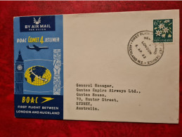 1963 NEW ZEALAND FIRST FLIGT LONDON AND AUCKLAND  BOAC COMET 4 JETLINER - Brieven En Documenten