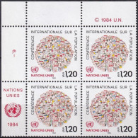 UNO GENF 1984 Mi-Nr. 119 Eckrand-Viererblock ** MNH - Unused Stamps