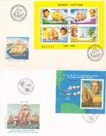FAMOUS PEOPLE, CHRISTOPHER COLUMBUS, DISCOVERY OF AMERICA, SHIPS, COVER FDC, 4X, 1992, ROMANIA - Christopher Columbus