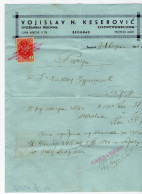 1946. YUGOSLAVIA,SERBIA,BELGRADE,V. KESEROVIC,INVOICE ON LETTERHEAD,1 DIN. REVENUE STAMP,OVERPRINT - Covers & Documents