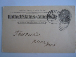 USA Feb 1895 Scott UX12 Postal Card Seattle To Helena Mont Entier Ganzsache - ...-1900