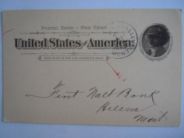 USA Aug 1894 Scott UX12 Postal Card Boulder Valley, Montana To Helena, Mont Entier Ganzsache - ...-1900