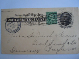 USA Apr 1898 Scott UX14 Postal Card + 279 Damaged NewYork, N.Y. To Lichtenfels Germany Entier Ganzsache - ...-1900