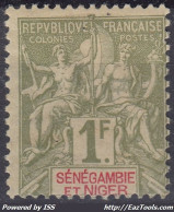 TIMBRE SENEGAMBIE ET NIGER TYPE GROUPE 1F N° 13 NEUF * GOMME AVEC CHARNIERE - Unused Stamps