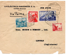 71807 - Spanien - 1951 - 1Pta Luftpost MiF MAHON -> Grossbritannien - Brieven En Documenten