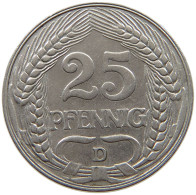 KAISERREICH 25 PFENNIG 1909 D  #a089 0687 - 25 Pfennig