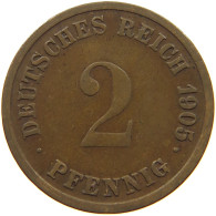 KAISERREICH 2 PFENNIG 1905 G  #a095 0627 - 2 Pfennig