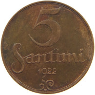 LATVIA 5 SANTIMI 1922  #s078 0433 - Lettonie