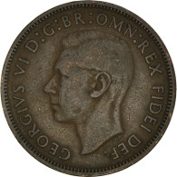 Monnaie, Grande-Bretagne, George VI, 1/2 Penny, 1951, TB+, Bronze, KM:868 - C. 1/2 Penny