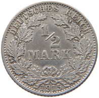 KAISERREICH 1/2 MARK 1915 J J DOUBLE STRUCK #c040 0385 - 1/2 Mark