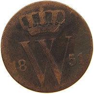 NETHERLANDS 1/2 CENT 1851 Willem III. 1849-1890 #s079 0063 - 1849-1890 : Willem III