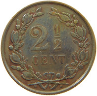 NETHERLANDS 2 1/2 CENTS 1894 Wilhelmina 1890-1948 2 1/2 CENTS 1894 HALBERD #t142 0265 - 2.5 Centavos