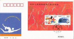 China FDC 12-10-1997 Souvenir Sheet The Eight National Games Of The People's Republic Of China With Cachet - 1990-1999