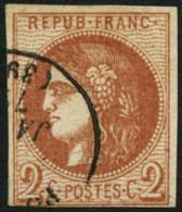 Obl. N°40Bg 2c Chocolat R2 - TB - 1870 Bordeaux Printing