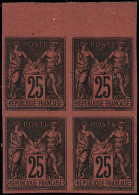 ** N°43 25c Noir S/rouge, Bloc De 4 Pièce De Luxe. Pièce D'exposition RARE, Certif JF Brun - TB - Autres & Non Classés