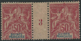 ** N°11 50c Rose, Paire Mill 3 - TB - Other & Unclassified