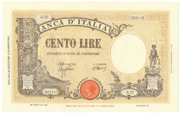 100 LIRE BARBETTI GRANDE B GIALLO TESTINA BI 23/08/1943 SPL+ - Regno D'Italia – Autres