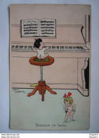 Illustrateur Jack Number Danseuse En Herbe Piano Abimée Grand Plie Au Milieu Circulée 1922 En Belgique Flamme Mode - Number, Jack