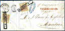 Cover 1854, Raccomandata Del 14.7.1854 Da Milano Per Mantova, Affrancata Con Due Esemplari Del 30 Cent. Bruno Scuro, Tip - Lombardo-Vénétie