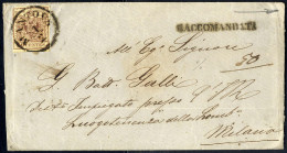 Cover 1850, 30 Cent. Bruno Scuro, Secondo Tipo, Due Esemplari Recto - Verso Su Raccomandata Da Mantova Per Milano (Sass. - Lombardo-Vénétie