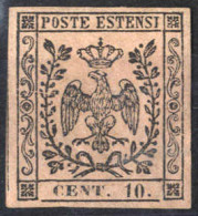 * 1852, 10 C. Rosa Con Punto Dopo La Cifra, Firmata Richter, Sass. 9 / 800,- - Modena