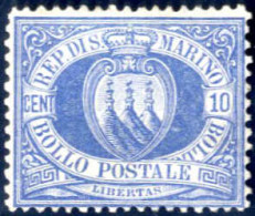 * 1877, 10 C. Oltremare Chiaro, Nuovo Con Gomma Originale, Buona Centratura (Sass. 3, € 450). - Sonstige & Ohne Zuordnung