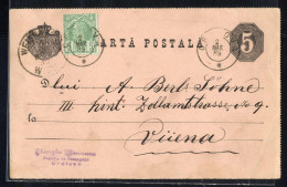 Cover 1889, Ganzsachenkarte 5 B Schwarz Von Craiova Am 2.3. Nach Wien, Zusatzfrankatur 5 B Grün Auf Grünlich, Mi. P14, 6 - Sonstige & Ohne Zuordnung