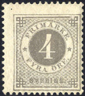 * 1872/79, 4 Öre Grigio, Cenno Di Piega (Mi. 8B / Unif. 17I / 220,-) - Sonstige & Ohne Zuordnung