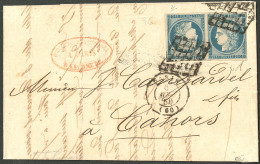 Lettre Tête-bêche. No 4c, Paire Sur Lettre De Paris 6 Août 50 Pour Cahors, Superbe. - RRR - 1849-1850 Ceres