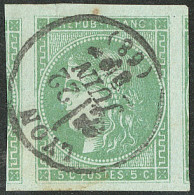 No 42Bi, Vert-émeraude, Deux Voisins, Obl Cad De Lyon, Jolie Pièce. - TB - 1870 Uitgave Van Bordeaux