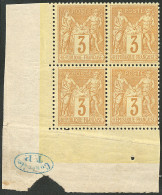 ** No 86, Bistre Jaune, Bloc De Quatre Cdf Avec "contrôle TP", Jolie Pièce. - TB - 1876-1878 Sage (Typ I)