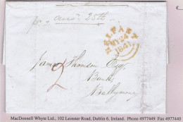 Ireland Belfast Uniform Penny Post 1841 Letter To Ballymoney Prepaid "2" With BELFAST MY 24 1841 Cds In Red. - Prephilately