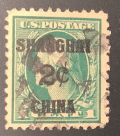 US #K1 XF Used 1919-22  2c On 1c Green U.S Postal Agency In China  (USA Chine Shanghai - Offices In China