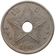 CONGO BELGIAN 10 CENTIMES 1910  #MA 067400 - 1910-1934: Albert I.