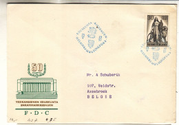 Finlande - Lettre FDC De 1957 - Oblit Helsinki - Valeur 4 Euros - Lion - Bouclier - épée - - Brieven En Documenten