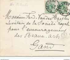 ZZ983 -  Enveloppe TP 45 En Paire AUDENARDE 1892 Vers GAND - Boite Rurale N - NUKERKE Selon Porignon - Landpost (Ruralpost)