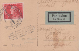 1928. SVERIGE. LUFTPOSTEXP. NR 1 STOCKHOLM - LONDON 14 VIII-28 ANDRA TUREN. On BREFKORT (Link... (Michel 210) - JF444787 - Lettres & Documents