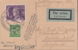 1928. SVERIGE. LUFTPOSTEXP. NR 1 STOCKHOLM - LONDON 14 VIII-28 ANDRA TUREN. On BREFKORT (Lin... (Michel 209+) - JF444789 - Covers & Documents