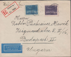 1938. SVERIGE. _Fine LUFTPOST REGISTERED Cover With 10 + 50 öre LUFTPOST To Budapest, Ung... (Michel 213-214) - JF444798 - Covers & Documents
