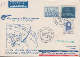 1954. SVERIGE. Fine Cover To Chicago With UPU 30 ÖRE + 25 öre Stockholm + 10 öre Luftpost Ca... (Michel 353+) - JF444815 - Lettres & Documents