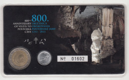 800 Th ANNIVERSARY OF VISITS TO POSTOJNA CAVE 2013 COIN CARD 0.10 SIT + 2 EUR POSTOJNSKA JAMA OBLETNICA OBISKOVANJA - Slovénie