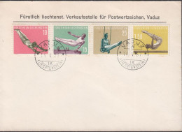 1957. LIECHTENSTEIN. SPORT. Complete Set With 4 Stamps On FDC VADUZ 14. V. 57 Registered ... (Michel 353-356) - JF445103 - Lettres & Documents