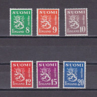 FINLAND 1950, Sc# 291-296, CV $49, Lions, MH - Nuevos