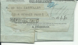 MONACO TELEGRAMME ( REPONSE PAYEE ) MONTE CARLO POUR PARIS DU 21/05/1922  RR  LETTRE COVER - Postmarks