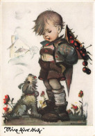 ENFANTS - Dessins D'enfants - Petit Garçon Avec Un Chien - Colorisé - Carte Postale Ancienne - Dessins D'enfants